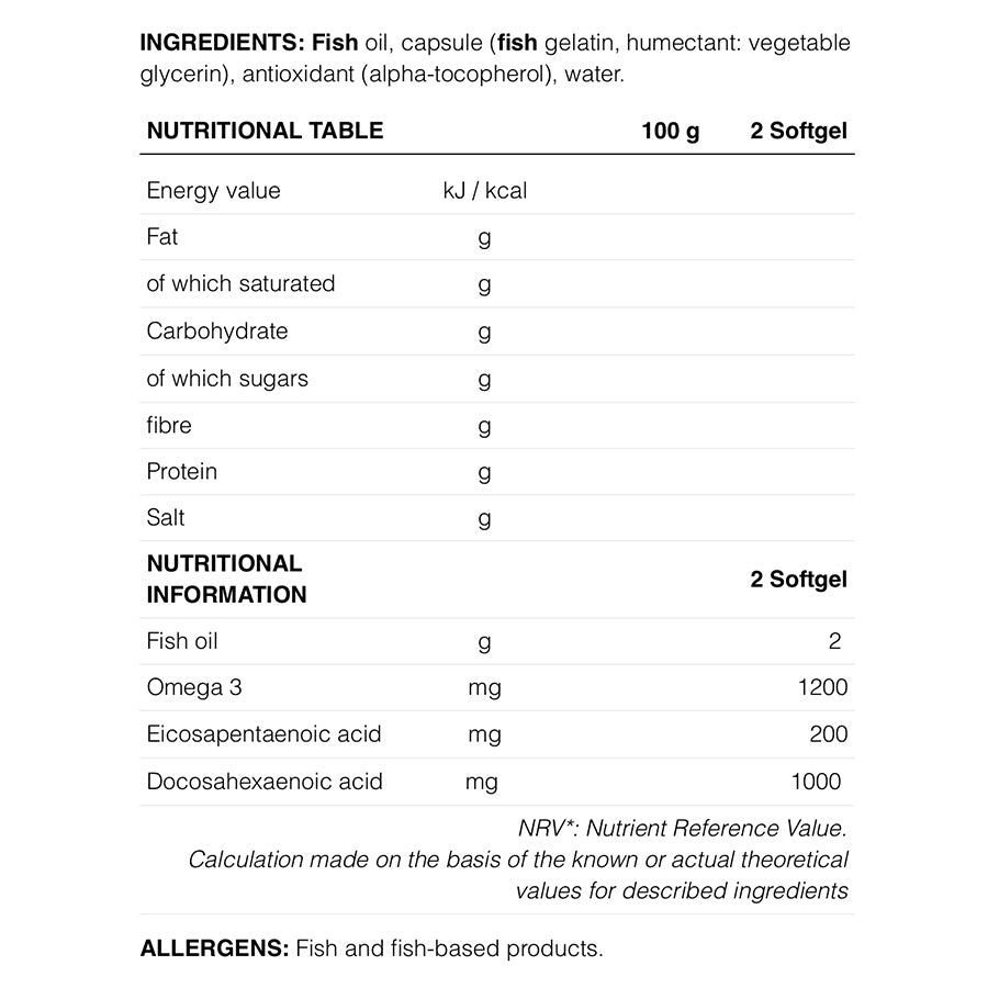 FISH OIL OMEGA 3 - Sports Supplement - 120 softgel