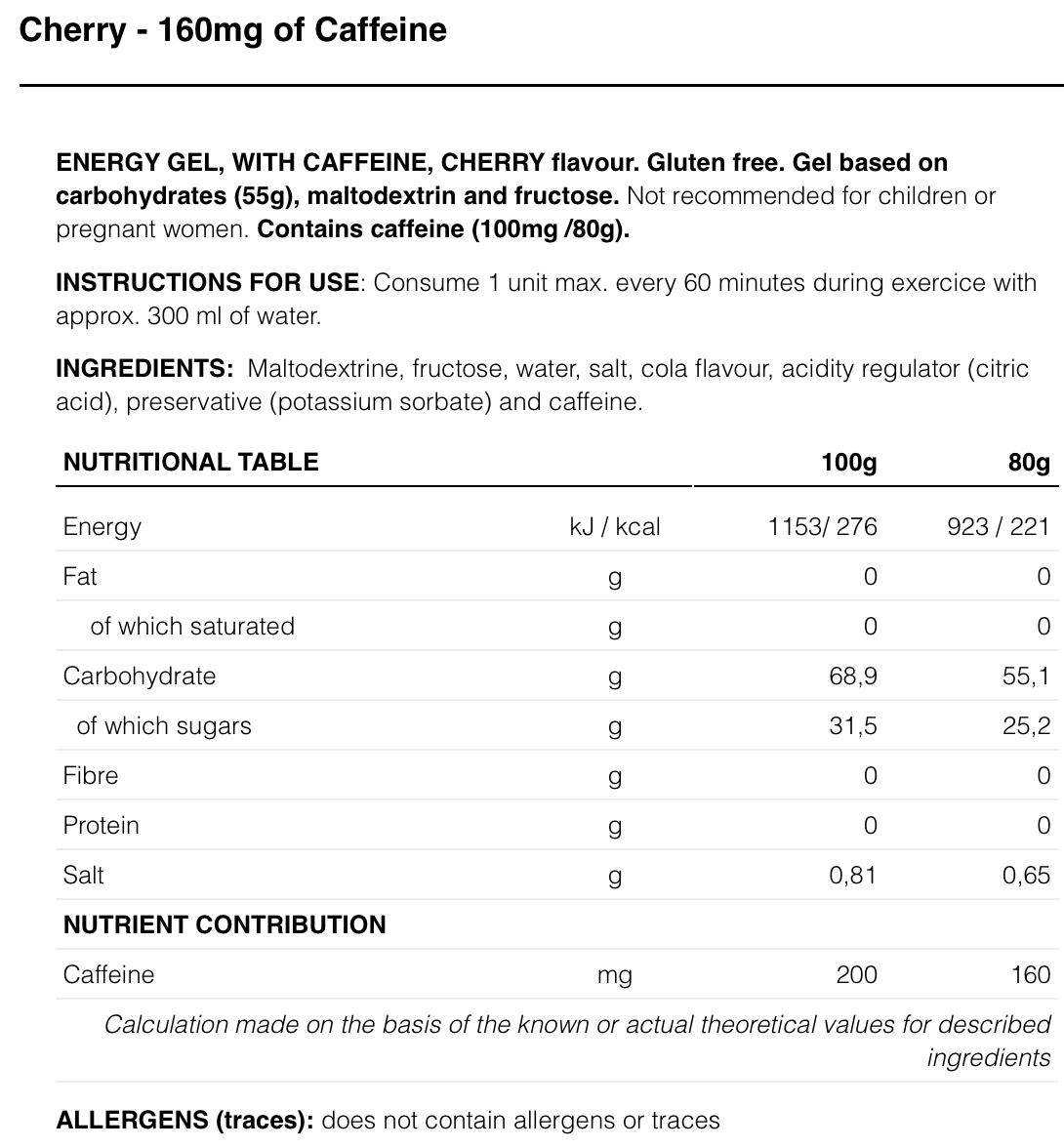 HIGH FRUCTOSE GEL - Energy Gel - 80g