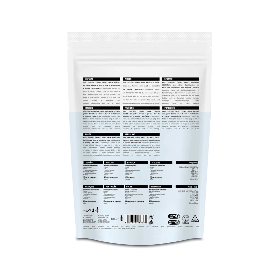 HIGH FRUCTOSE ENERGY DRINK 1kg neutral back