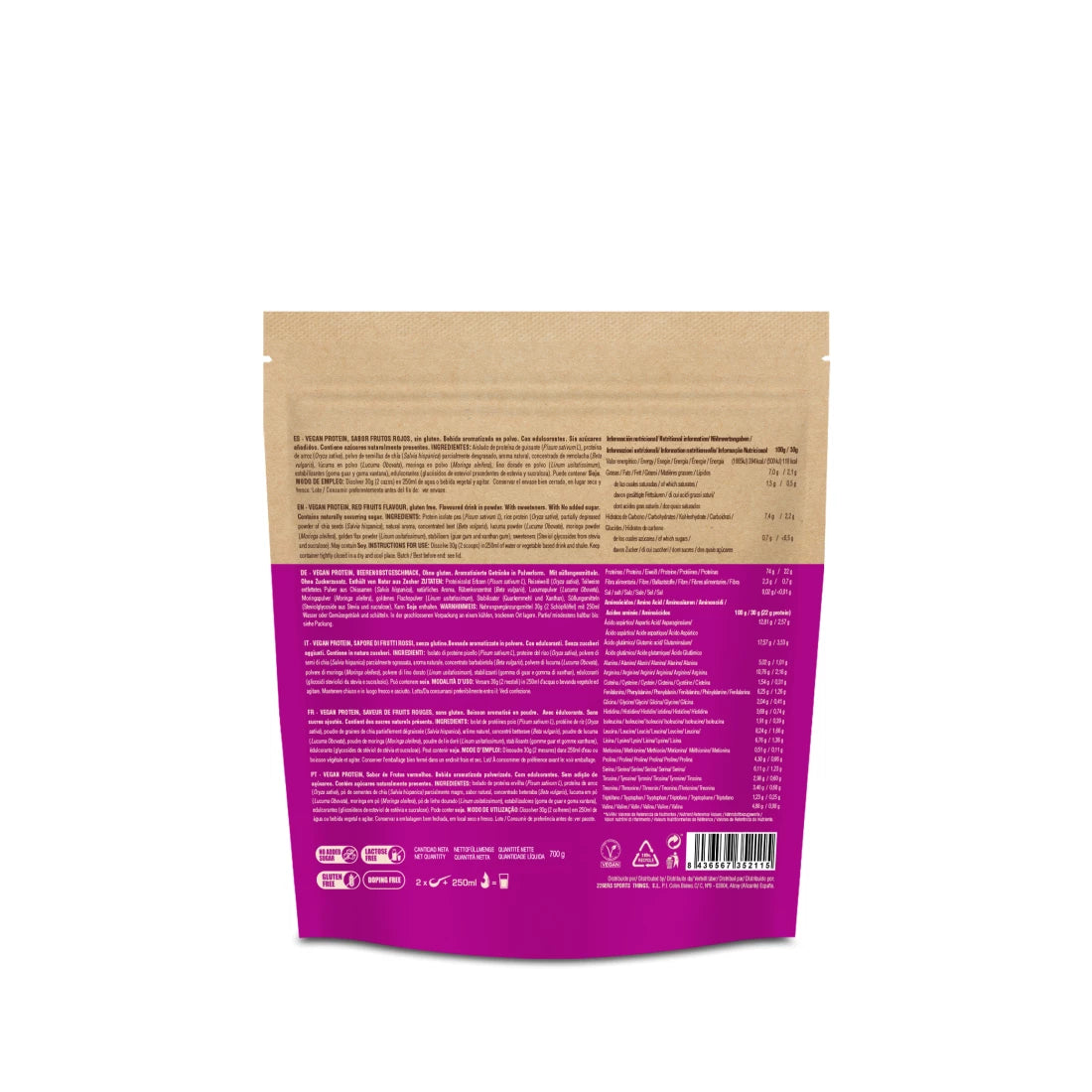VEGAN PROTEIN 700 - Vegan Protein Shake Powder - 700g Red fruits back