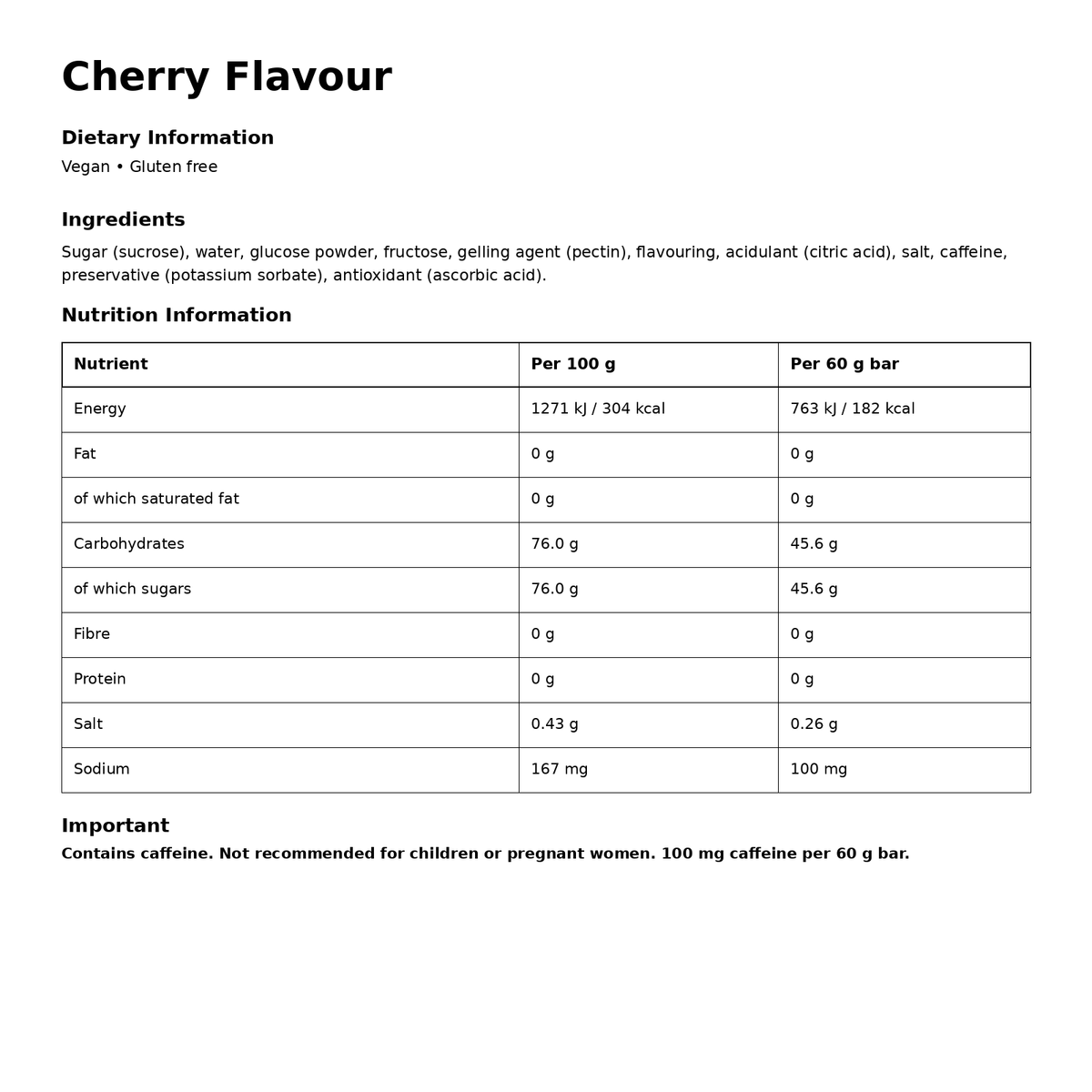 HIGH FRUCTOSE GUMMY BAR 60G