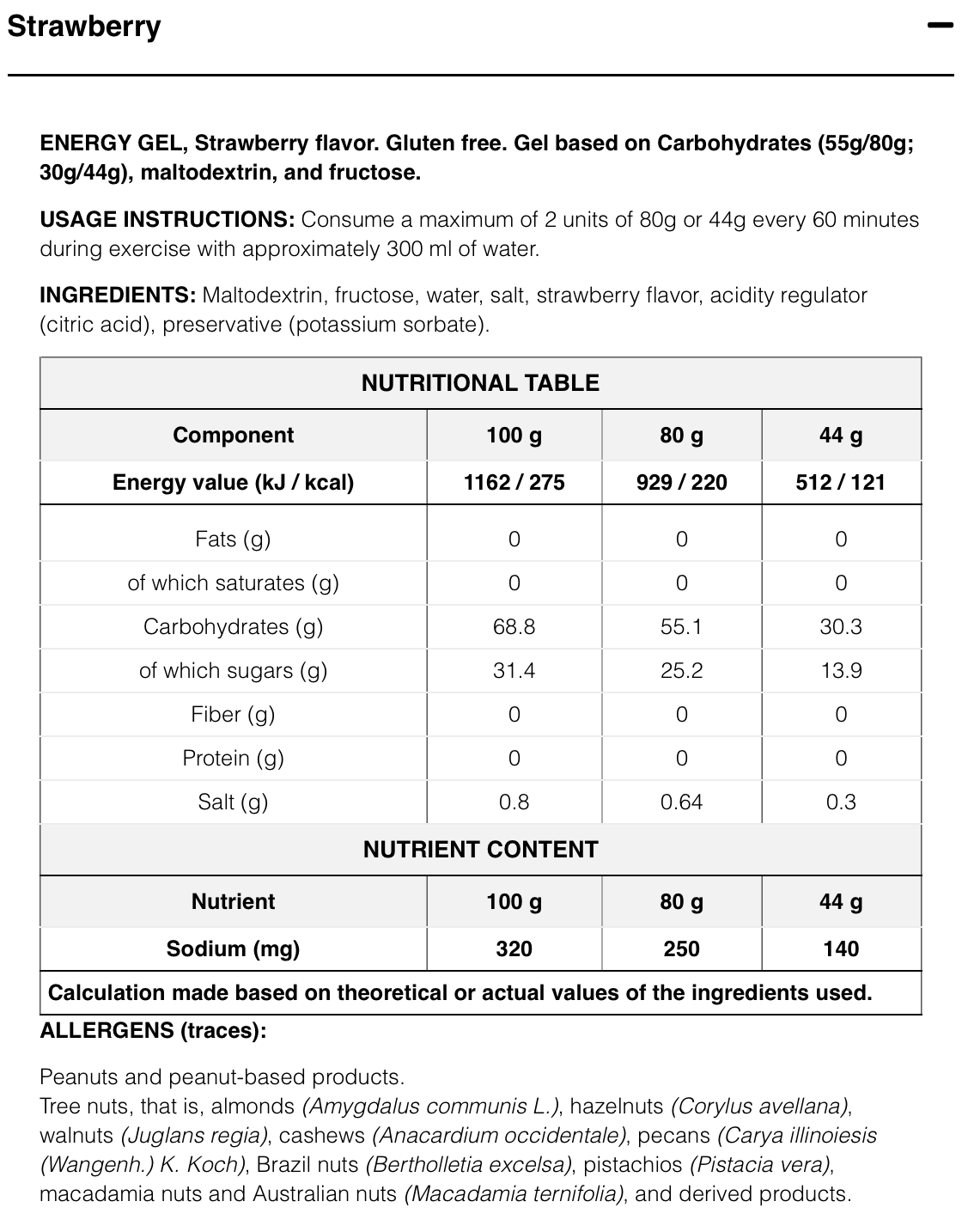 HIGH FRUCTOSE GEL XS 44g - Energy Gel with fructose