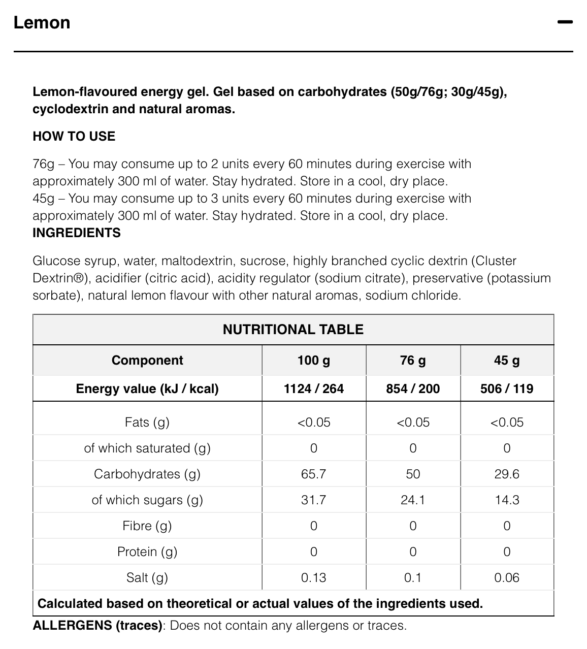 HIGH ENERGY GEL XS 45g - Energy Gel with cyclodextrin