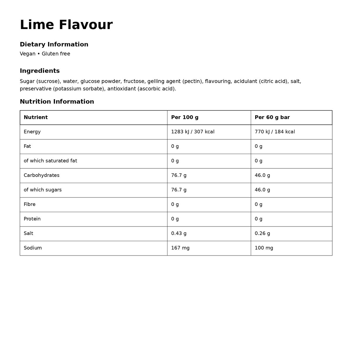 HIGH FRUCTOSE GUMMY BAR 60G