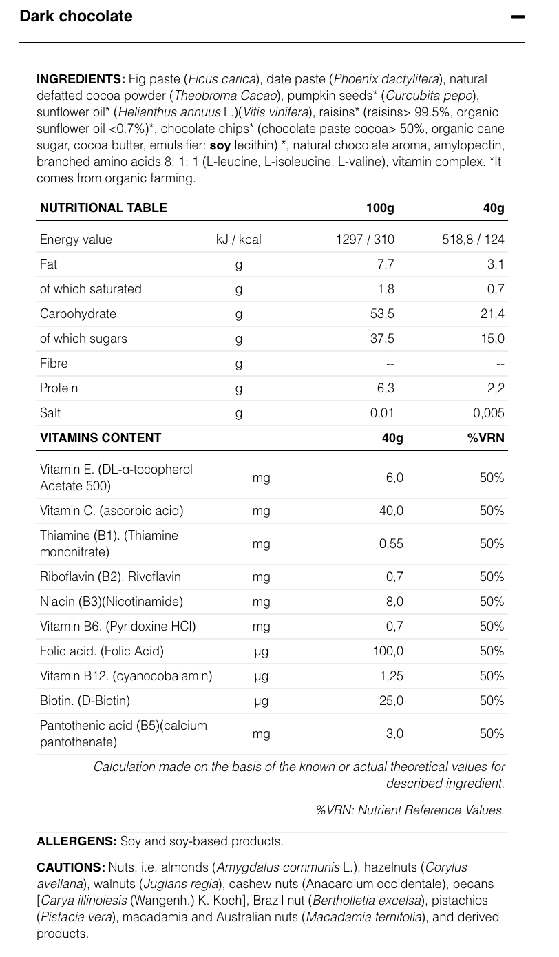 RACE DAY BAR BCAA - Vegan Energy Bar - 40g