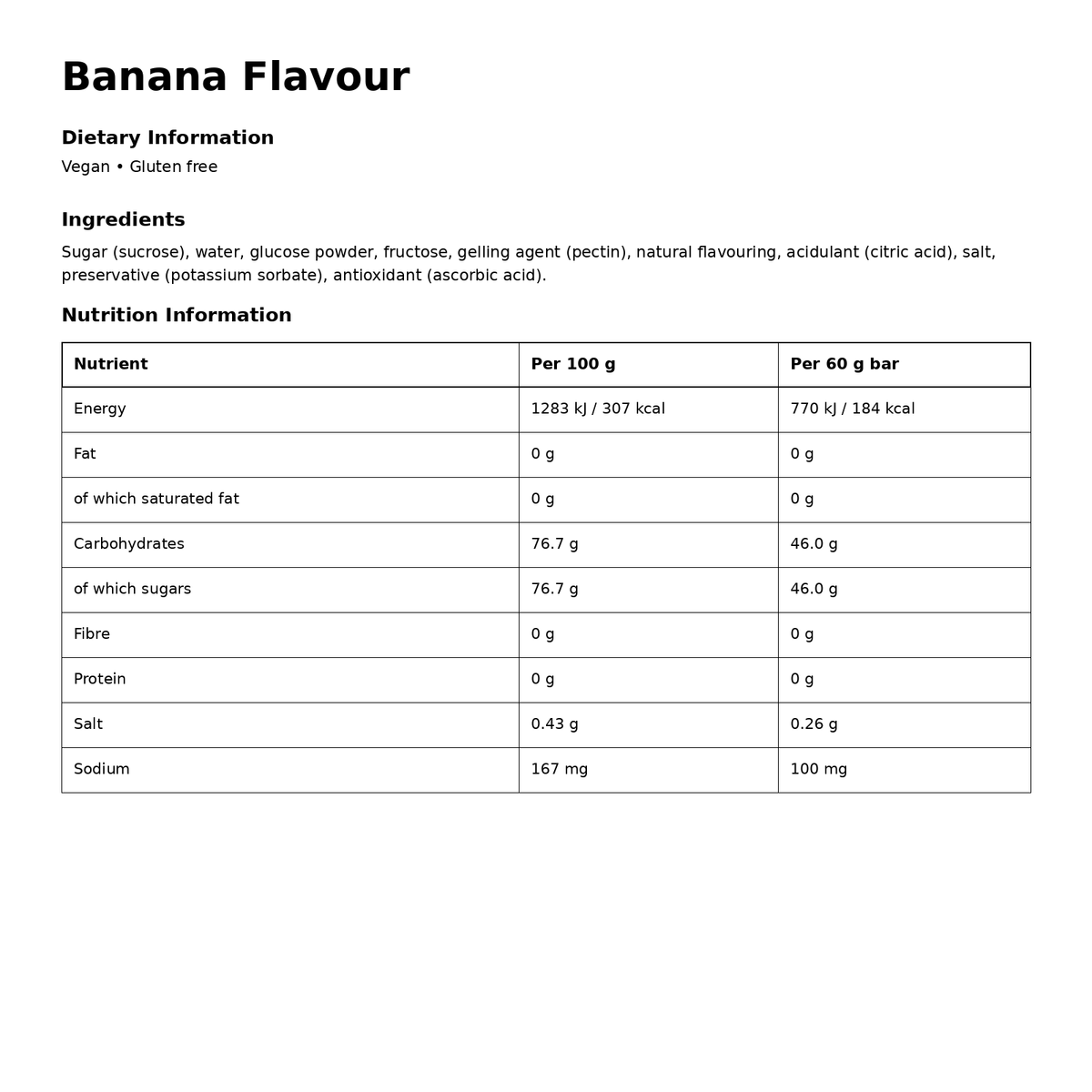 HIGH FRUCTOSE GUMMY BAR 60G