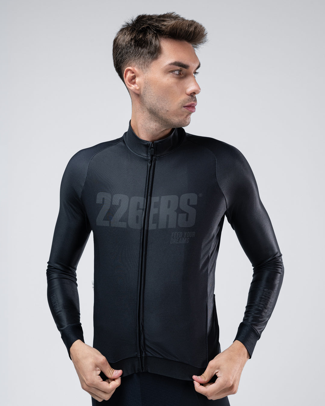 LONG SLEEVE CYCLING ZIP-THROUGH GOBIK JACKET - BLACK