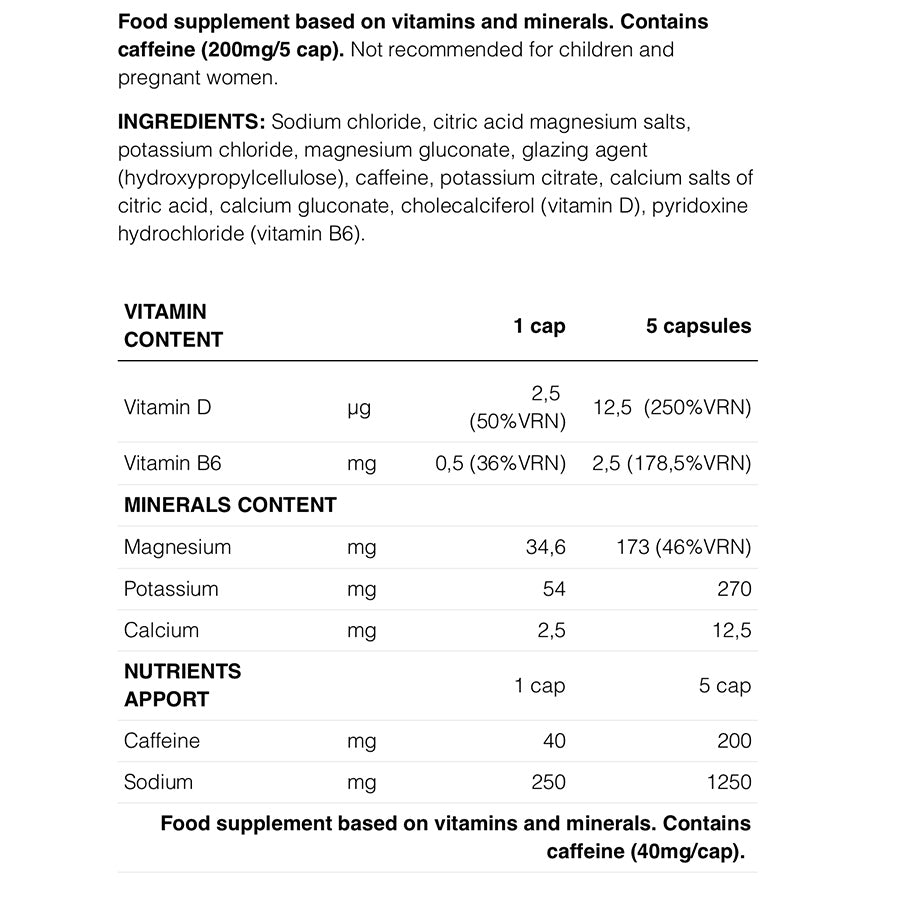 SUB9 PRO SALTS ELECTROLYTES - Salts and Electrolytes with Caffeine - 100 Capsules