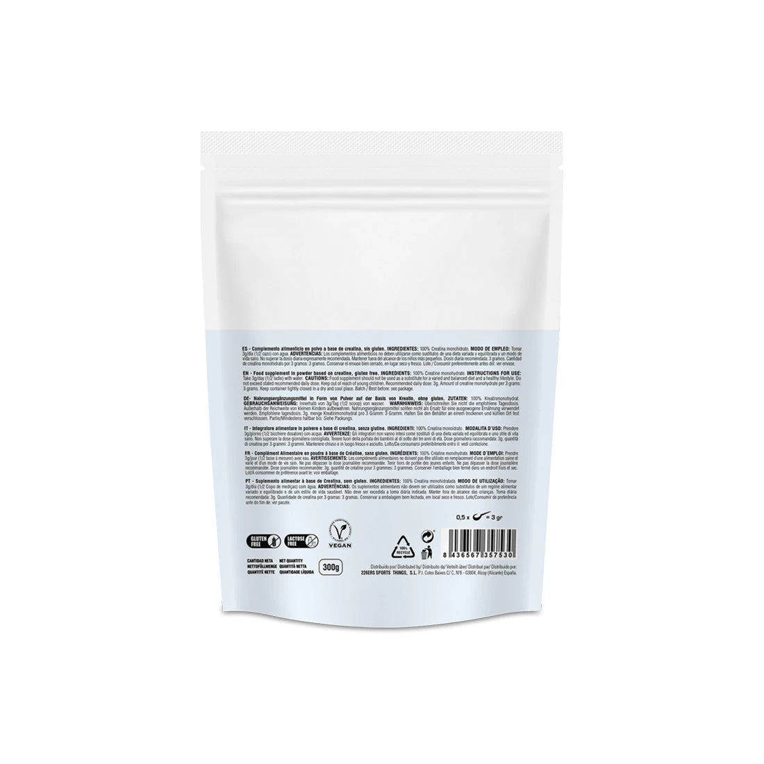 CREATINE monohydrate 300g back