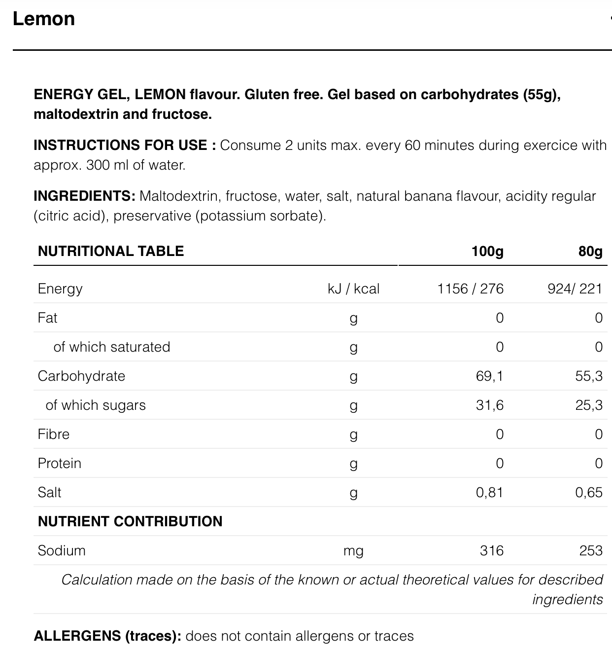 HIGH FRUCTOSE GEL - Energy Gel - 80g