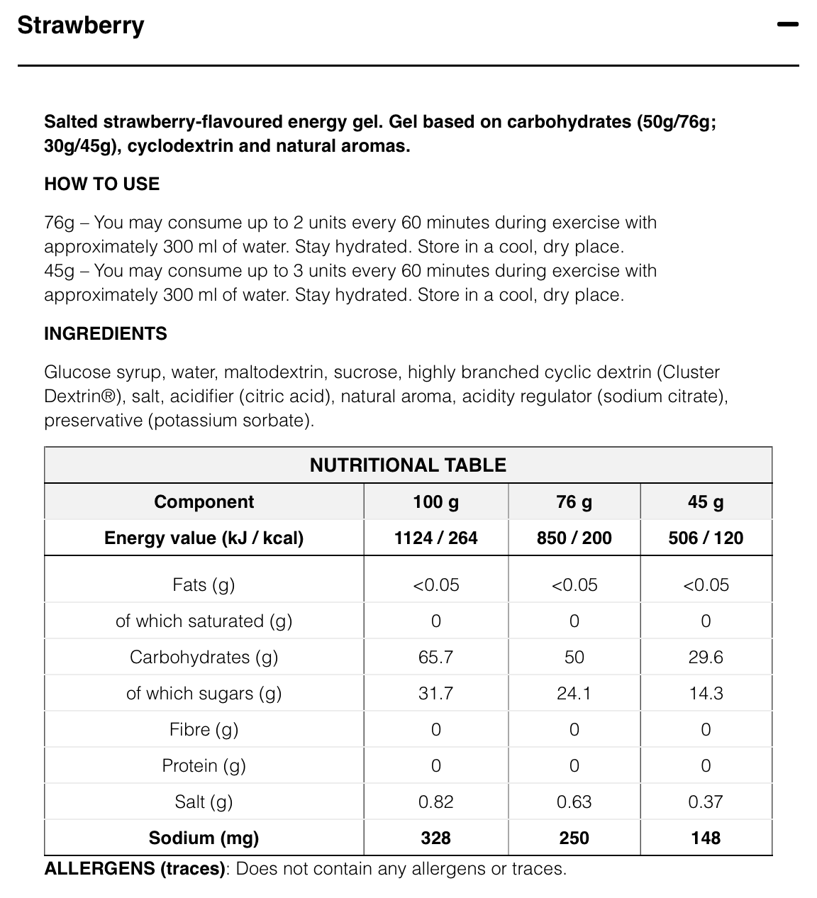 HIGH ENERGY GEL XS 45g - Energy Gel with cyclodextrin