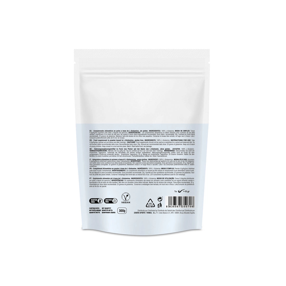 GLUTAMINE - Suitable for Vegans - Powdered - 300g back